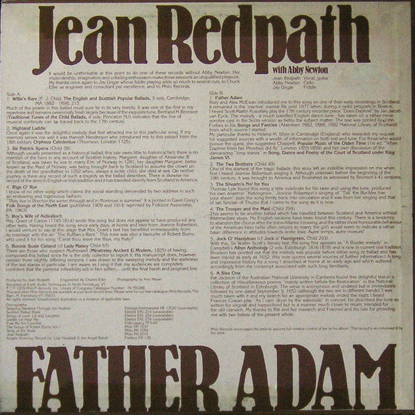 Jean Redpath With Abby Newton – Father Adam US Pressing