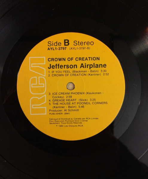 Jefferson Airplane – Crown Of Creation -  1980 Pressing Vinyl Pursuit Inc