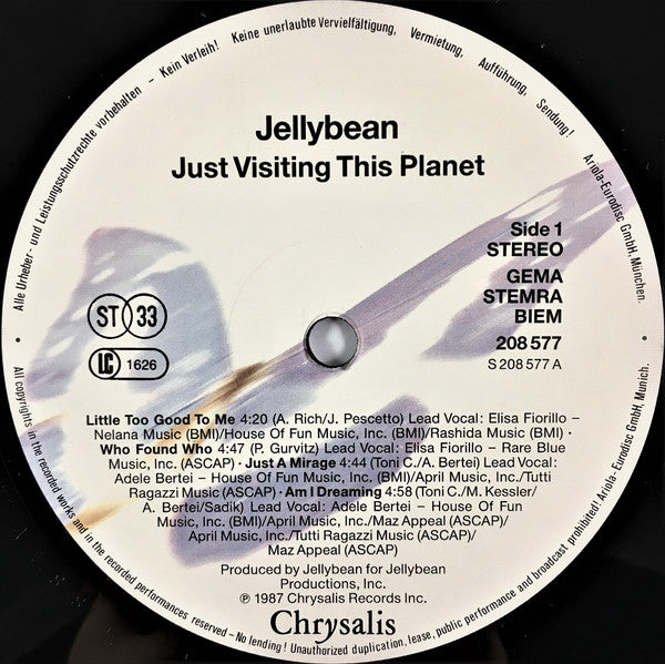 Jellybean – Just Visiting This Planet Germany Pressing