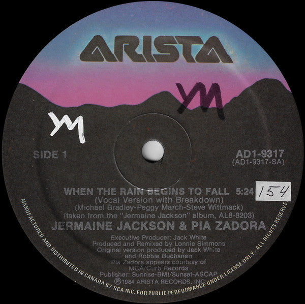 Jermaine Jackson & Pia Zadora – When The Rain Begins To Fall - 1985 Original - Vinyl Pursuit Inc