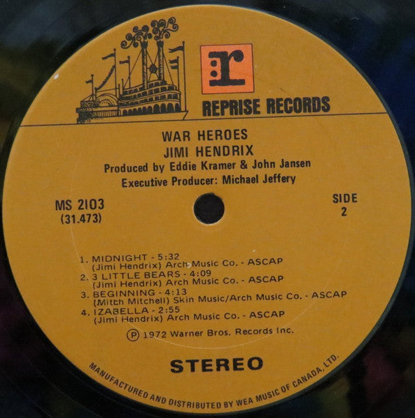 Jimi Hendrix – War Heroes - 1972 Original