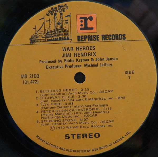 Jimi Hendrix – War Heroes - 1972 Original