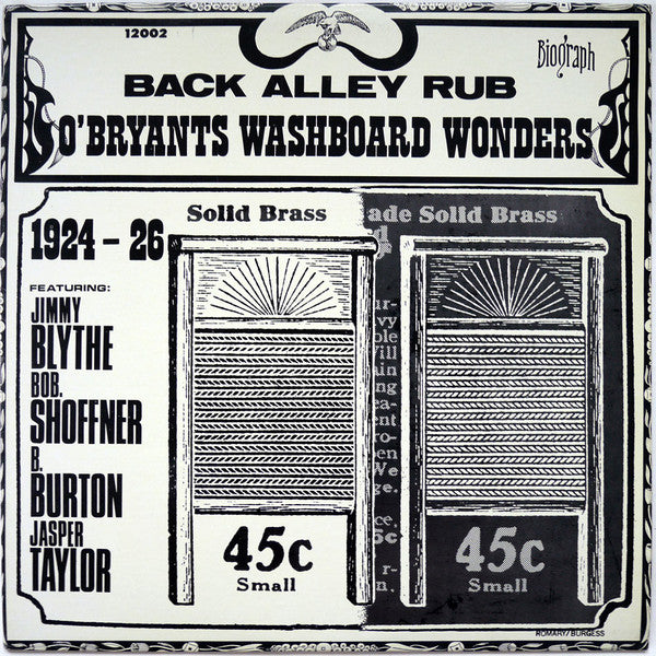 Jimmy O'Bryant's Washboard Wonders – Back Alley Rub 1924-1926 - US Pressing