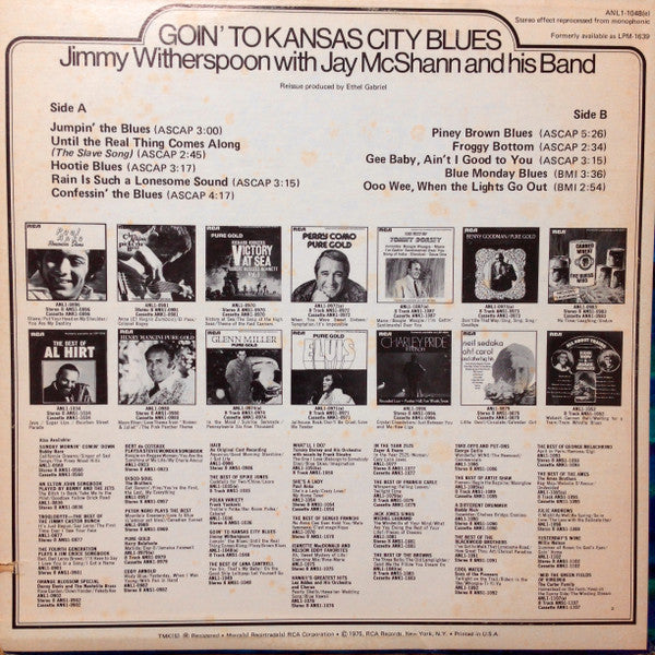Jimmy Witherspoon With Jay McShann And His Band – Goin' To Kansas City Blues - 1975 US Pressing