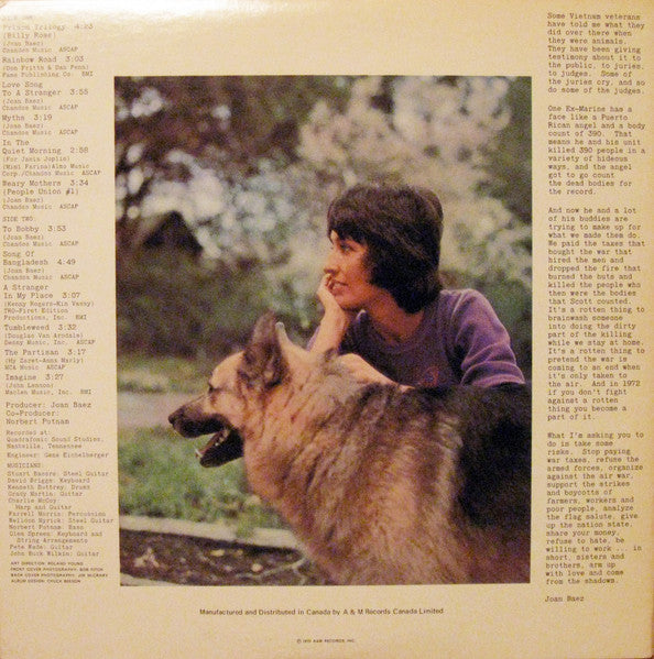 Joan Baez – Come From The Shadows - 1972 Original Pressing