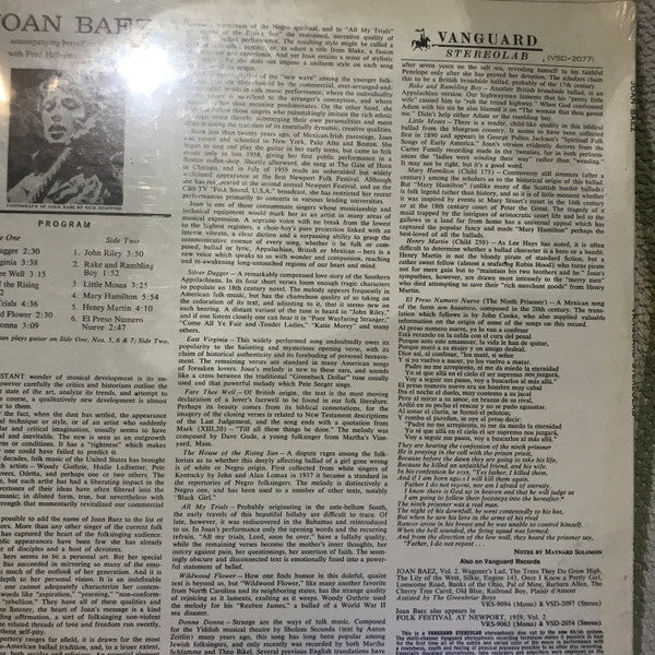 Joan Baez – Joan Baez - US Original Vanguard Pressing - Vinyl Pursuit Inc