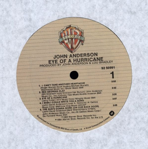 John Anderson – Eye Of A Hurricane - 1984 Original Pressing