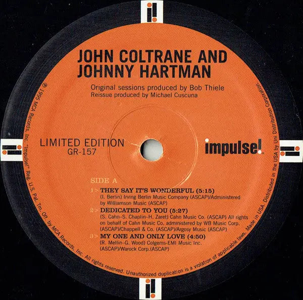 John Coltrane And Johnny Hartman – Limited Edition! Vinyl Pursuit Inc