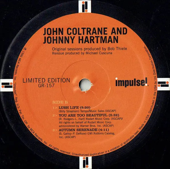 John Coltrane And Johnny Hartman – Limited Edition! Vinyl Pursuit Inc