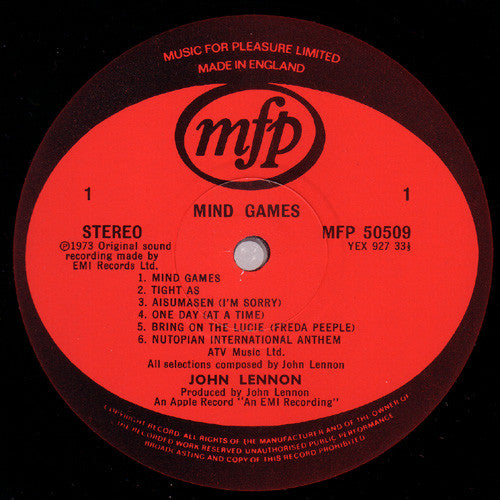 John Lennon – Mind Games - 1980 UK Pressing