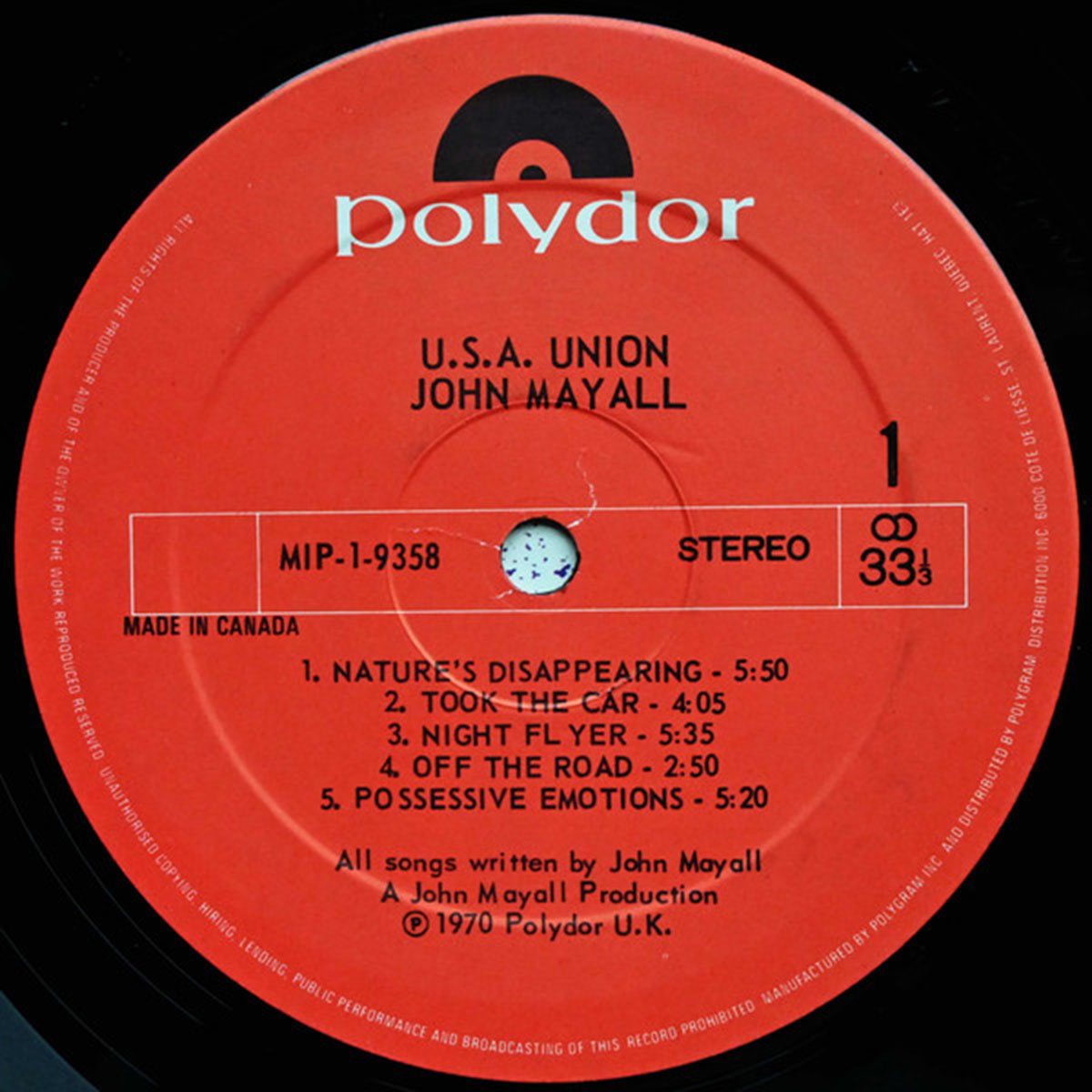 John Mayall – USA Union - 1970 Original