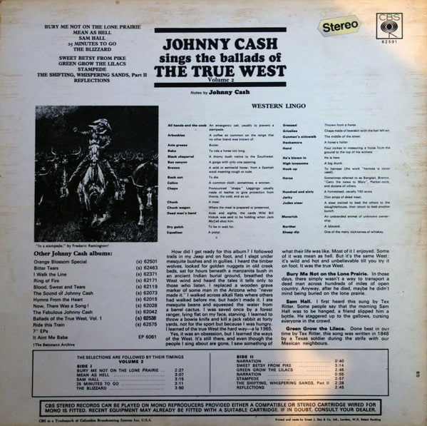 Johnny Cash – Johnny Cash Sings The Ballads Of The True West Volume 2 - 1966 UK Pressing