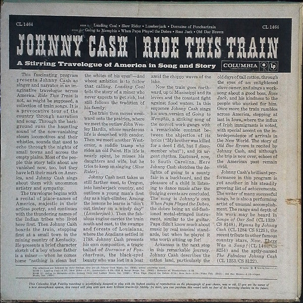 Johnny Cash – Ride This Train - 1960 Original US MONO Pressing