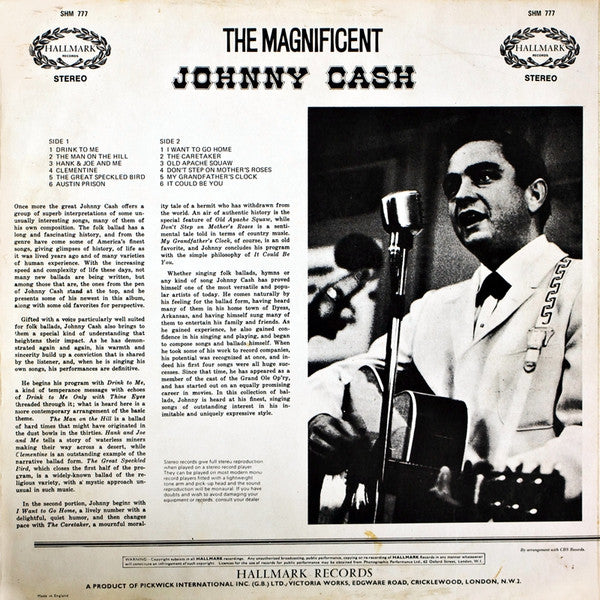 Johnny Cash ‎– The Magnificent Johnny Cash UK Pressing