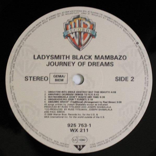 Ladysmith Black Mambazo – Journey Of Dreams UK & Europe Pressing