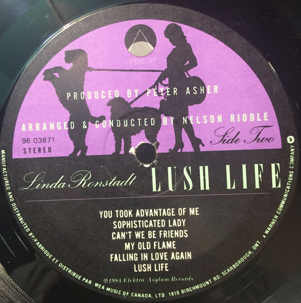 Linda Ronstadt With Nelson Riddle & His Orchestra - Lush Life - 1984 Die-cut cover
