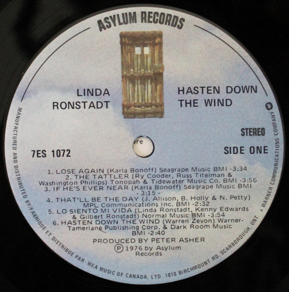 Linda Ronstadt – Hasten Down The Wind - 1976 Original, Bargain!