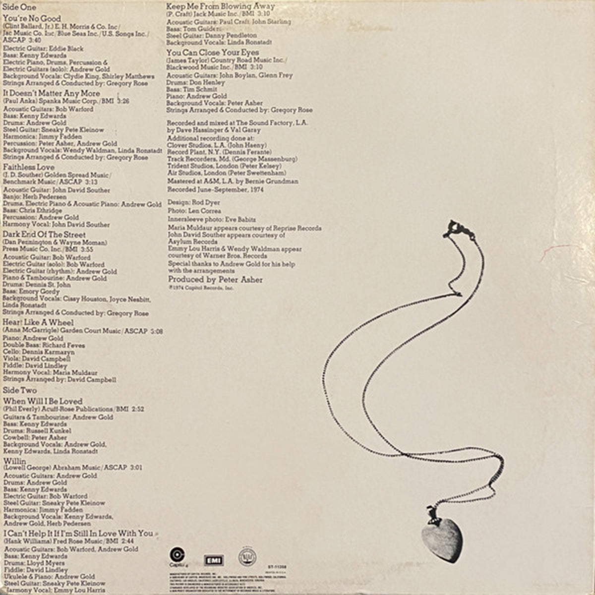 Linda Ronstadt – Heart Like A Wheel - 1975 US Pressing