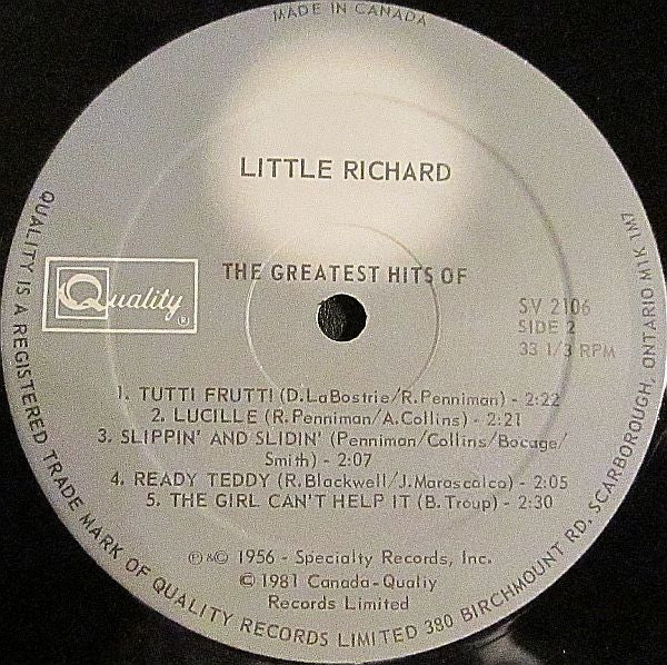 Little Richard – Greatest Hits – Vinyl Pursuit Inc