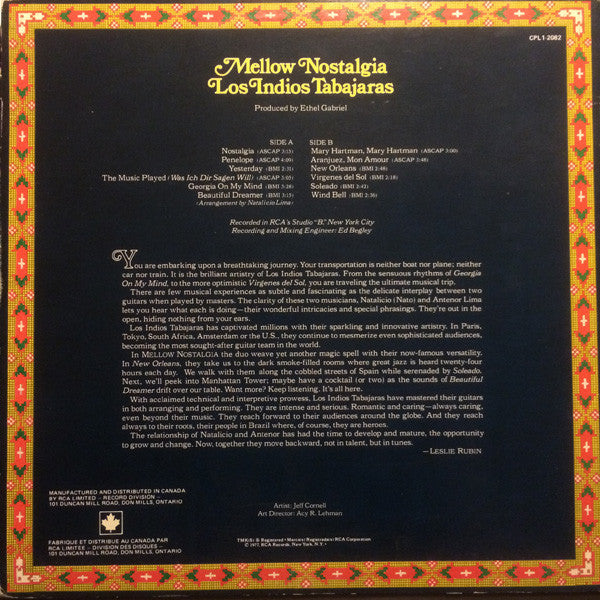 Los Indios Tabajaras – Mellow Nostalgia - 1977 Original Pressing