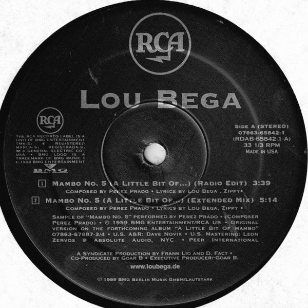 Lou Bega – Mambo No 5 (A Little Bit Of...) - 1999 US Original in Shrinkwrap!