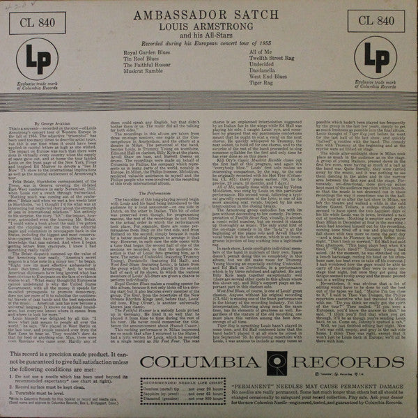 Louis Armstrong And His All-Stars – Ambassador Satch