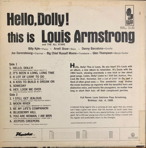 Louis Armstrong – Hello, Dolly! 1964 Mono