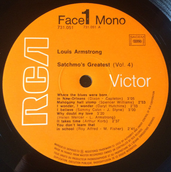 Louis Armstrong – Satchmo's Greatest Vol. 4 1946-1947 - 1971 French Original - Vinyl Pursuit Inc 