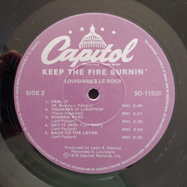 Louisiana's Le Roux – Keep The Fire Burnin' - 1979 Original