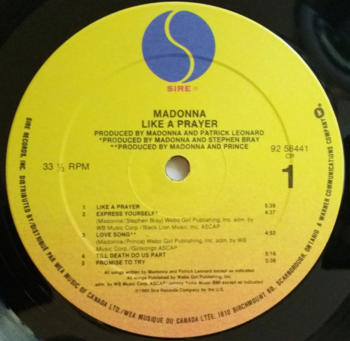 Madonna – Like A Prayer - 1989 Original
