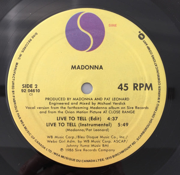 Madonna – Live To Tell - 1986 Original