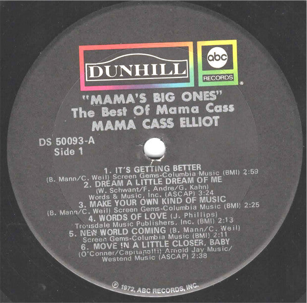 Mama Cass – Mama's Big Ones: Her Greatest Hits  US Pressing