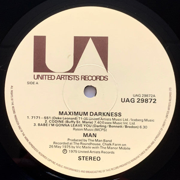 Man – Maximum Darkness UK Pressing - 1975 UK Original Pressing