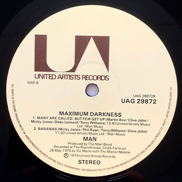 Man – Maximum Darkness UK Pressing - 1975 UK Original Pressing