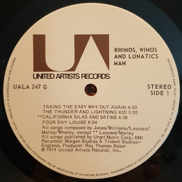 Man – Rhinos, Winos, And Lunatics - 1974 Original, Bargain!