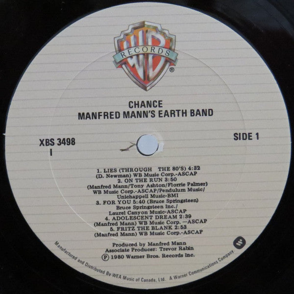 Manfred Mann's Earth Band – Chance -  1981 Original Pressing