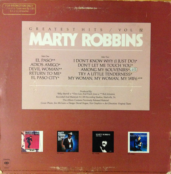 Marty Robbins – Greatest Hits Vol. IV US Pressing