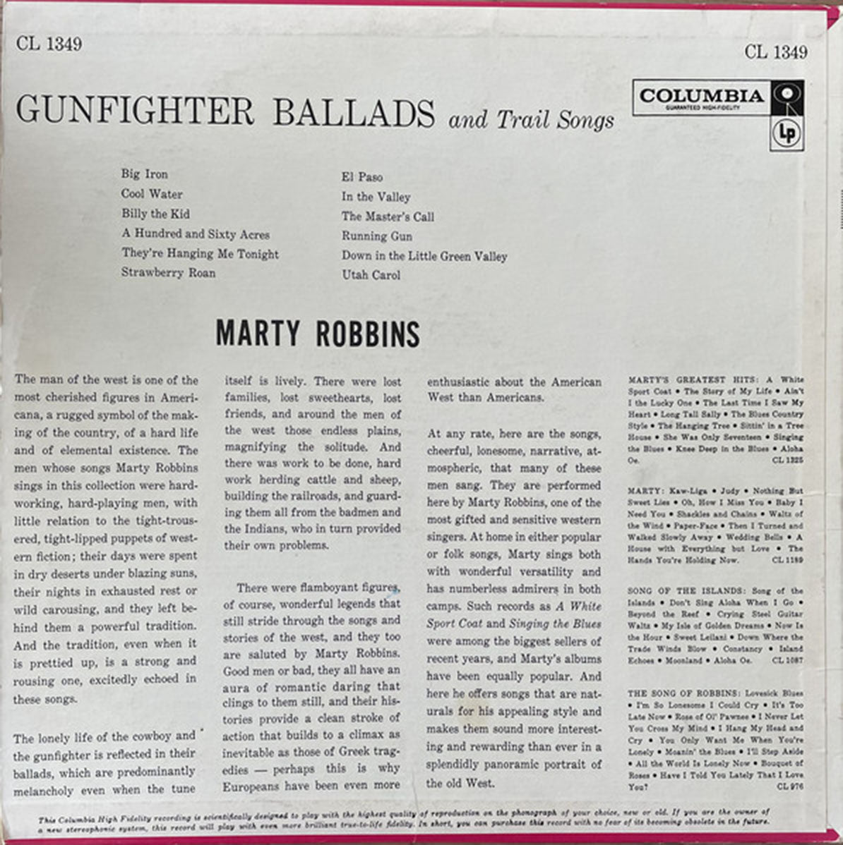 Marty Robbins – Gunfighter Ballads And Trail Songs - MONO VinylPursuit.com
