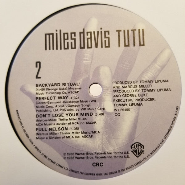 Miles Davis – Tutu - 1986 Original Pressing – Vinyl Pursuit Inc