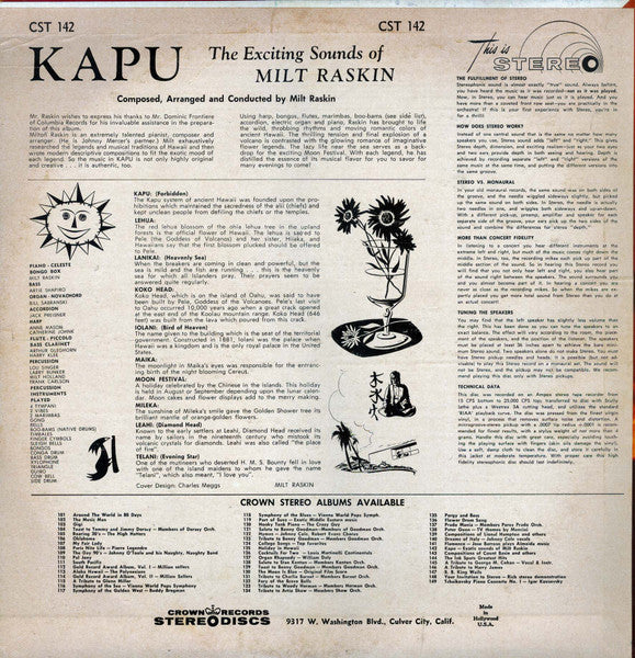 Milt Raskin – Kapu (Forbidden) - 1959 RED VINYL US Pressing!