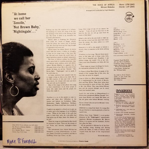 Miriam Makeba – The Voice Of Africa - 1964 Original, Bargain! - Vinyl Pursuit Inc