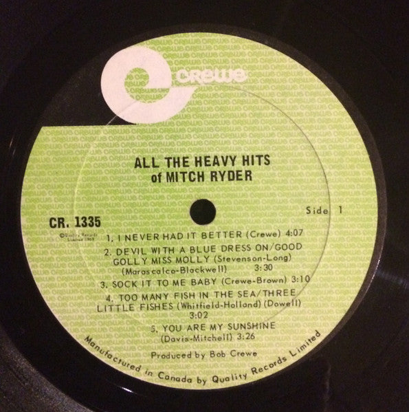 Mitch Ryder – All The Heavy Hits Of Mitch Ryder - 1975 Original