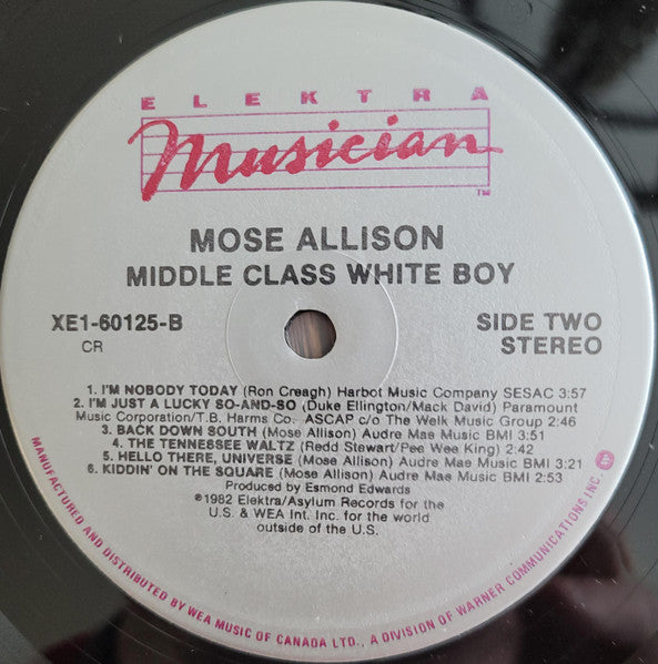 Mose Allison – Middle Class White Boy - 1982 Original Pressing