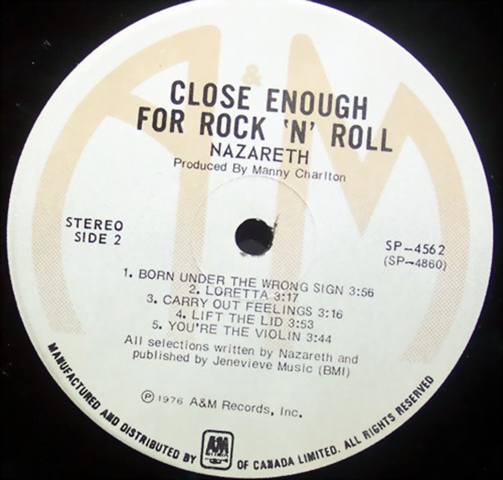 Nazareth – Close Enough For Rock 'N' Roll Vinyl Pursuit Inc