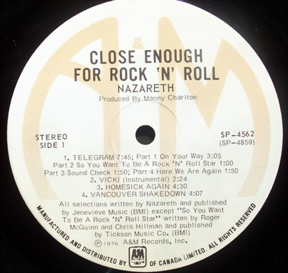 Nazareth – Close Enough For Rock 'N' Roll Vinyl Pursuit Inc