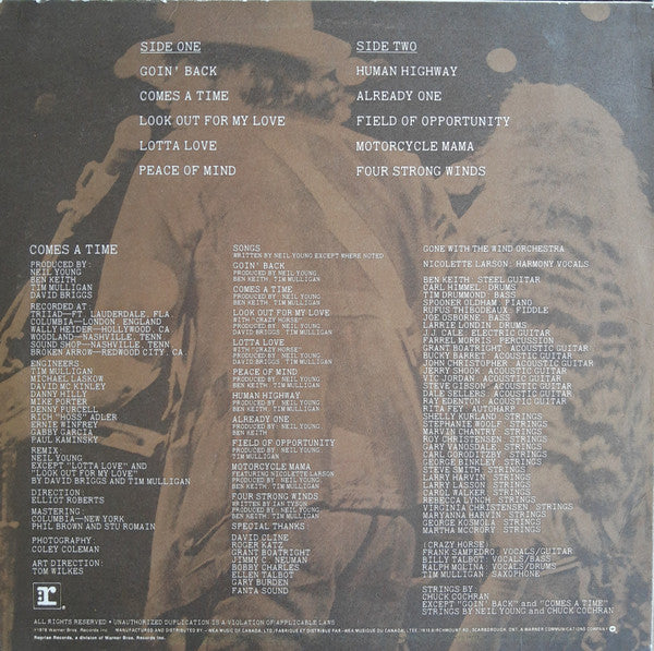 Neil Young – Comes A Time - 1978 Original