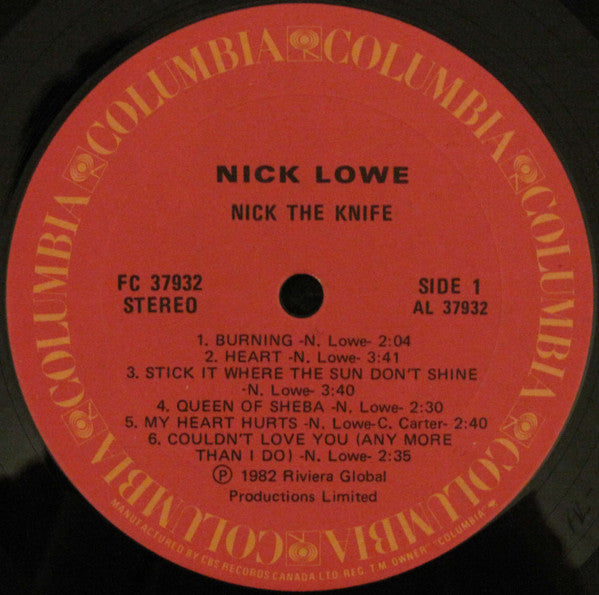 Nick Lowe ‎– Nick The Knife