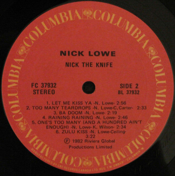 Nick Lowe ‎– Nick The Knife