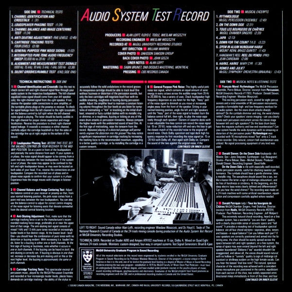 Audio System Test Record -  1984 Original