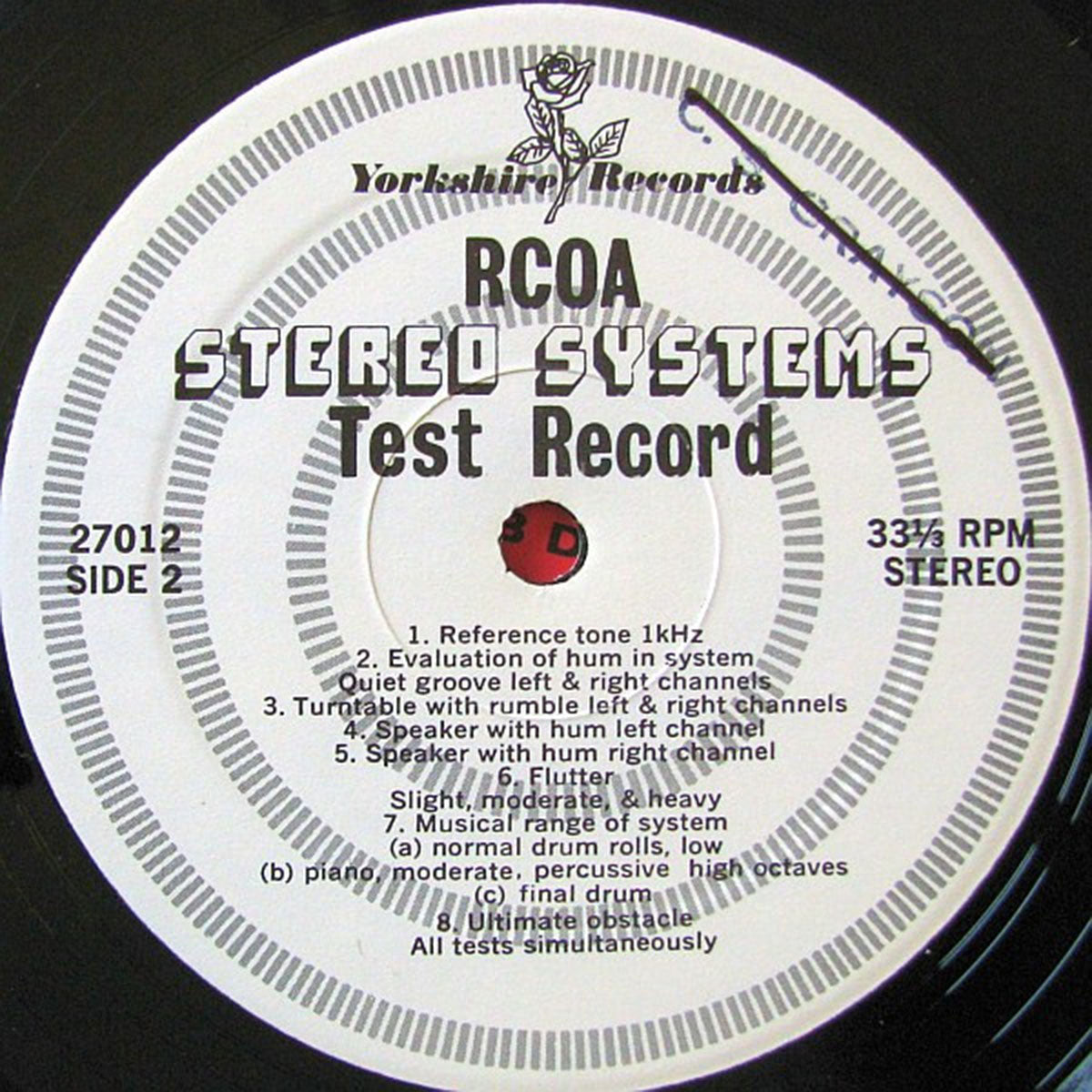 RCOA Stereo Systems Test Record - 1972 US Pressing